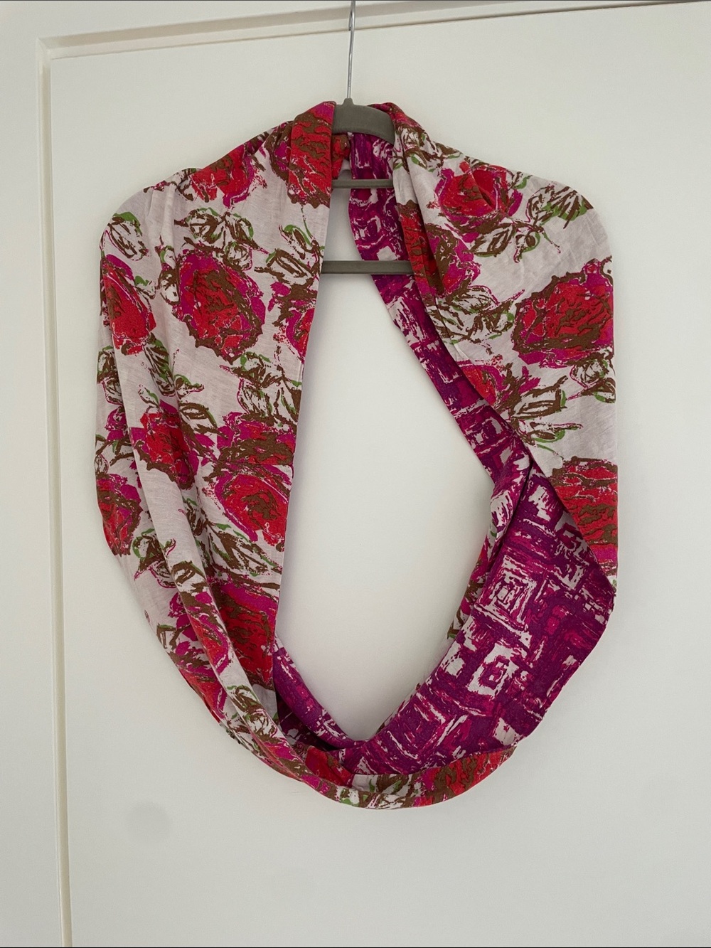 Reversible Pink Floral Infinity Scarf